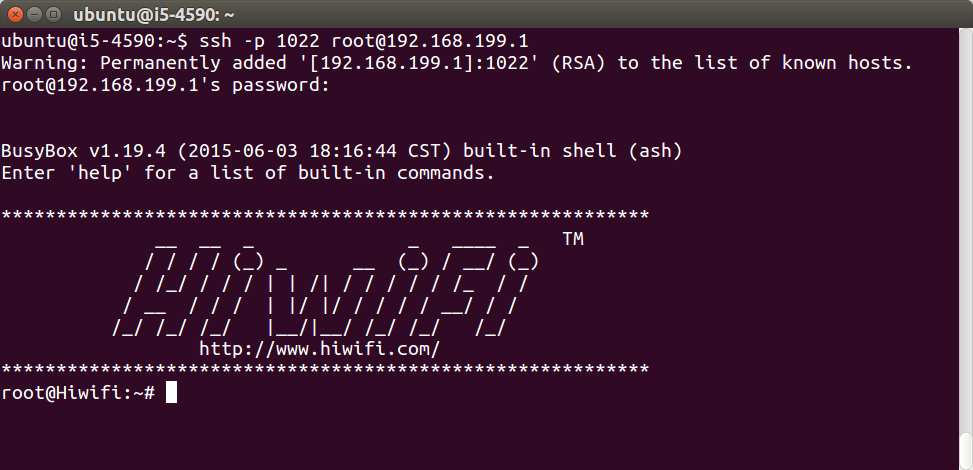 gee root hiwifi ssh
